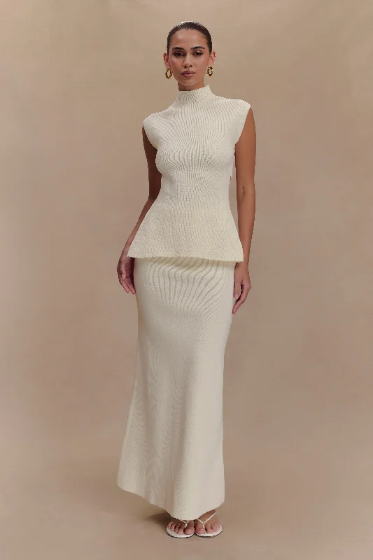 Maxine Knit Maxi Skirt - Ivory vintage skirt charm