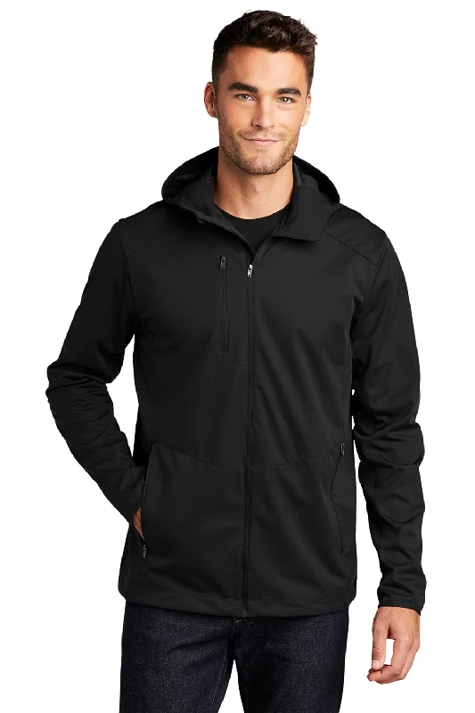 Port Authority Mens Active Wind & Water Resistant Full Zip Hooded Jacket - Deep Black Herringbone Jacket Houndstooth Jacket Plaid Jacket