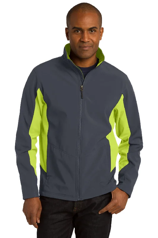 Port Authority Mens Core Wind & Water Resistant Full Zip Jacket - Battleship Grey/Charge Green - Closeout Oversized Jacket Tailored Jacket Straight Jacket