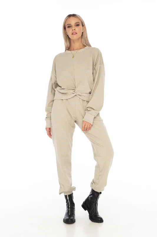 Loungewear Twisted Sweater Camel - Skemo Terry Blend Velvet Blend Canvas Blend