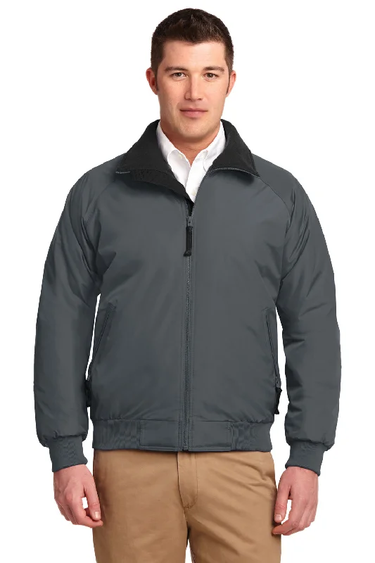Port Authority Mens Challenger Wind & Water Resistant Full Zip Jacket - Steel Grey/True Black Rayon Jacket Velvet Jacket Corduroy Jacket