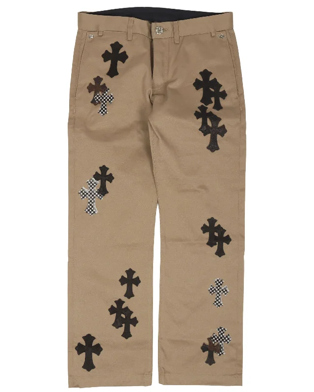 Cross Patch Chino Pants Fashionable Button-Up Pants