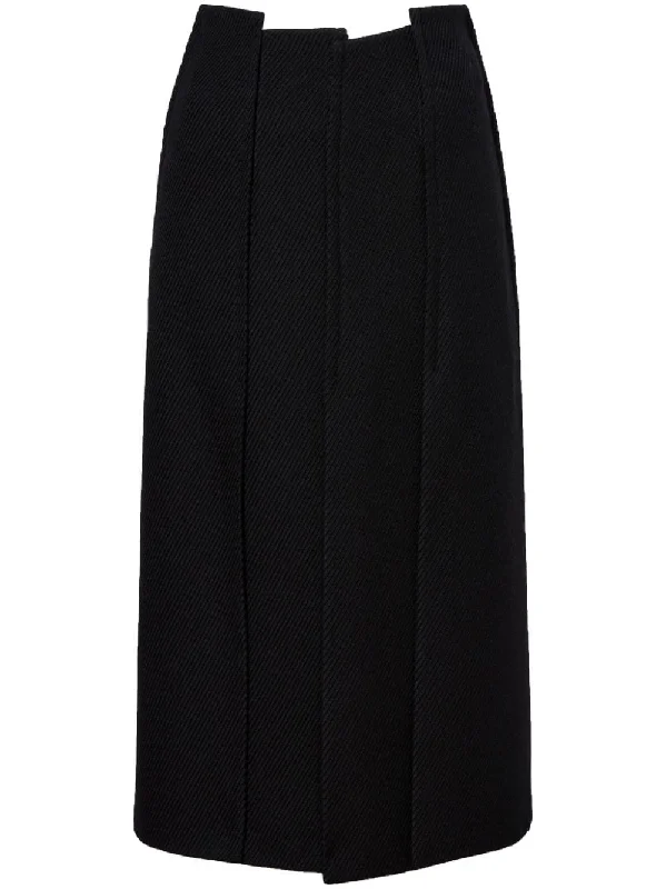 HIGH-WAIST WOOL TWILL MIDI SKIRT corduroy skirt durable