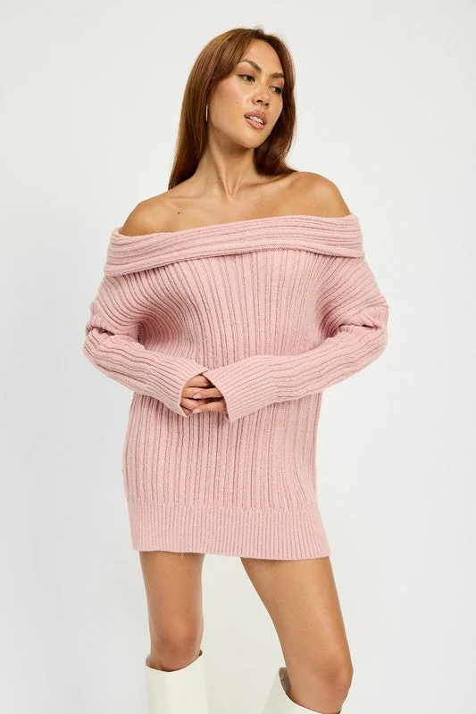 OVERSIZED OFF SHOULDER SWEATER Fleece Fabric Down Fabric Feather Fabric