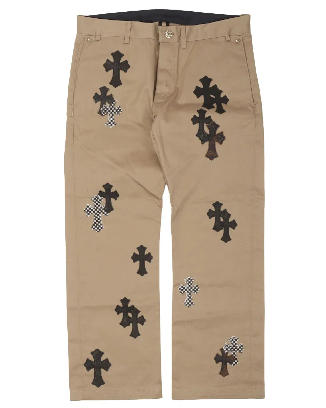 Leather Cross Chino Pants Comfortable Cargo Pants