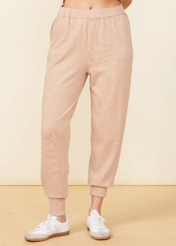 Merino Wool Sweater Lounge Jogger Dusk - Monrow Glossy Satin Silk