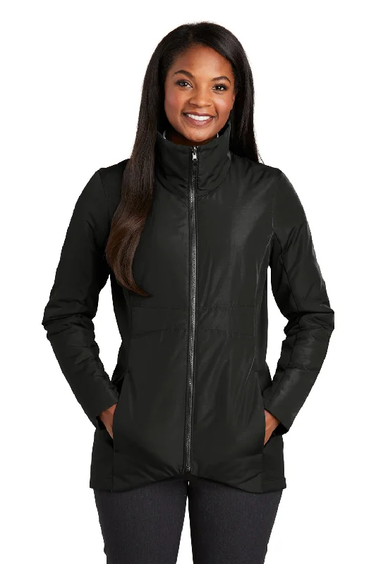 Port Authority Womens Collective Wind & Water Resistant Full Zip Jacket - Deep Black One-Shoulder Jacket Off-the-Shoulder Jacket Asymmetrical Jacket