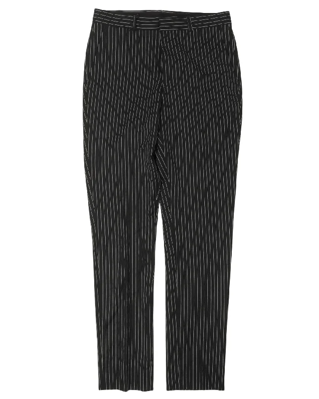Pinstripe Slim Pant Chic Faux Leather Pants