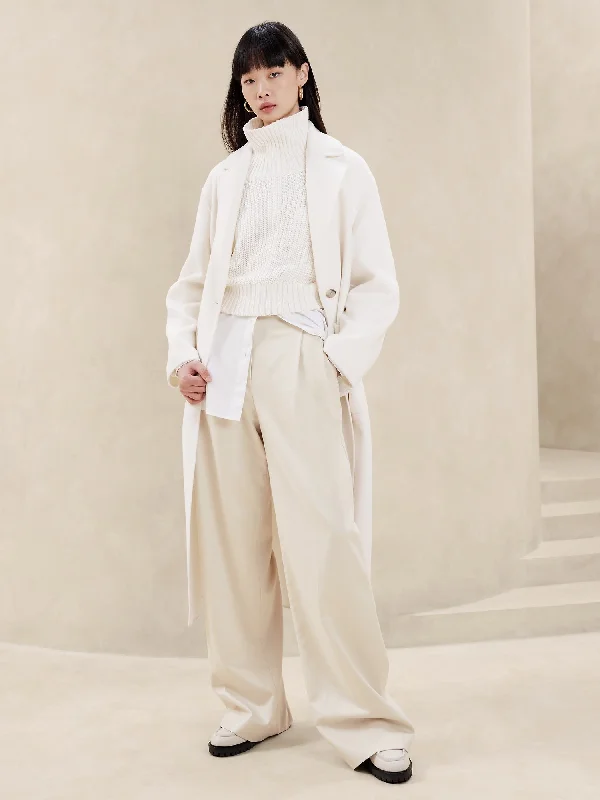 Carmel Pleated Wide-Leg Pant Stylish Paperbag Waist Pants