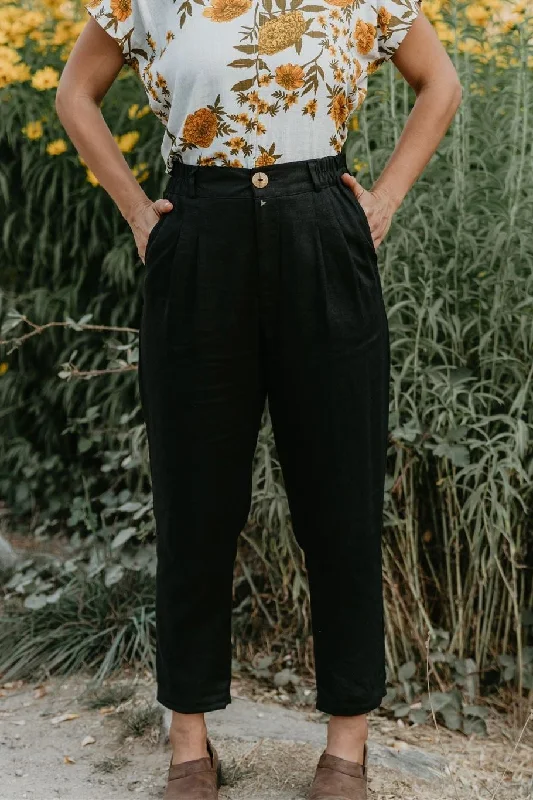 Perfect Pant in Black Linen Relaxed Casual Leggings