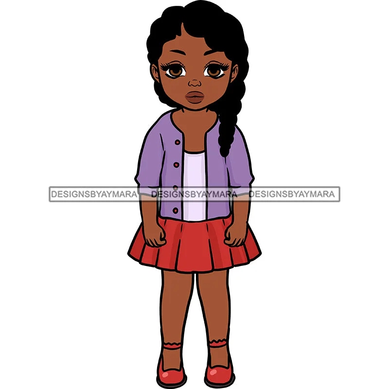 Cute Little Black Girl In Purple Sweater JPG PNG  Clipart Cricut Silhouette Cut Cutting Hooded Caped Shawl Collar