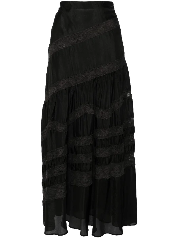 LAIA LACE-TRIMMED SILK MAXI SKIRT chiffon skirt floaty