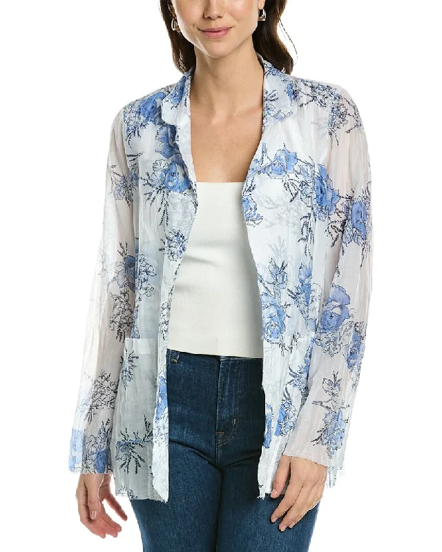 Go> by GoSilk  Go Crinkle Cut Silk-Blend Jacket Trench Coat Raincoat Waterproof Jacket