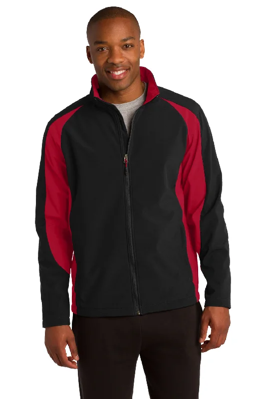 Sport-Tek Mens Water Resistant Full Zip Jacket - Black/True Red - Closeout Jersey Jacket Tulle Jacket Batik Jacket