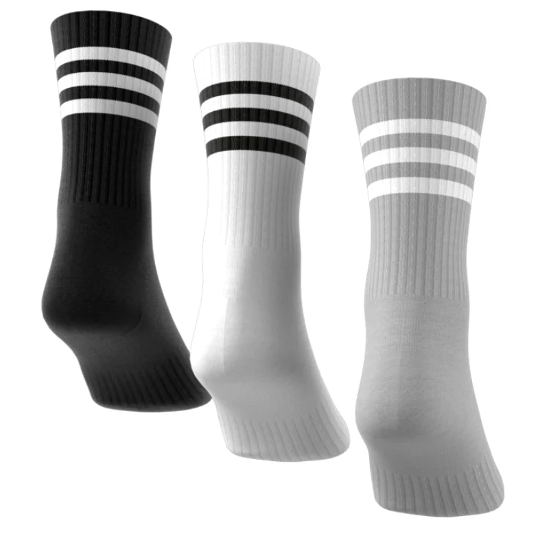 Adidas  3-Stripes Cushioned Crew Socks 3 Pairs  - White/Black/Grey