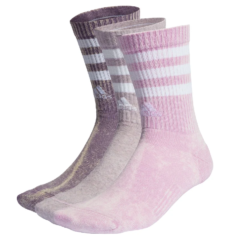 Adidas 3-Stripes Stonewash Crew Socks 3 Pairs - Shadow Violet / Bliss Lilac / White