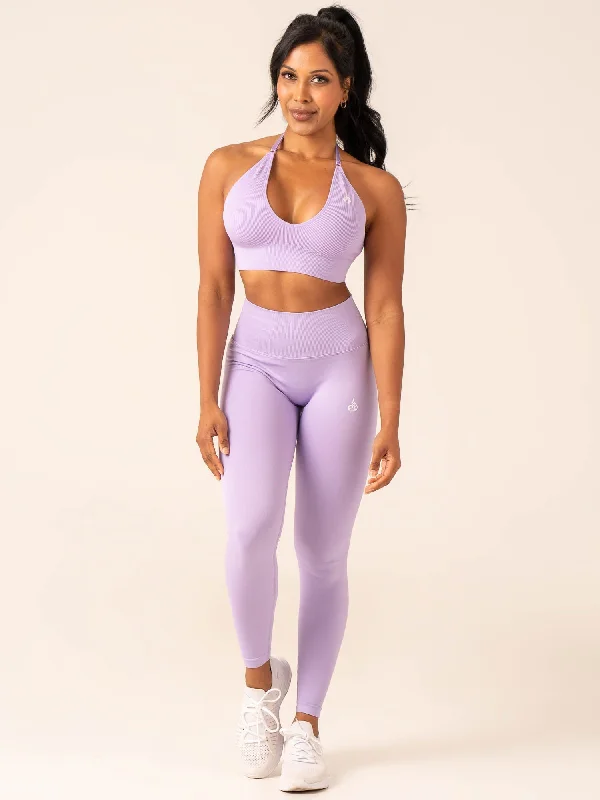 Lift Rib Seamless Halter Sports Bra - Lavender