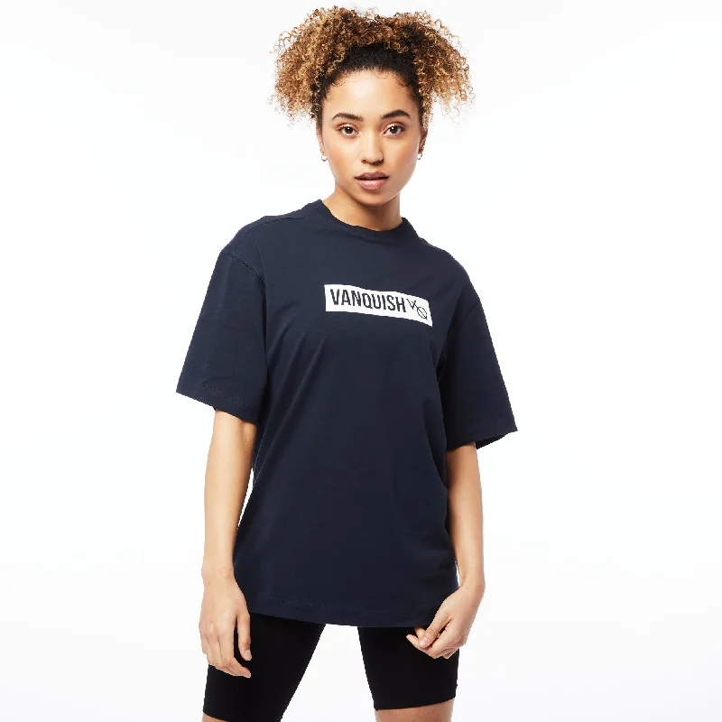 Vanquish Unisex Box Logo Navy Oversized T Shirt