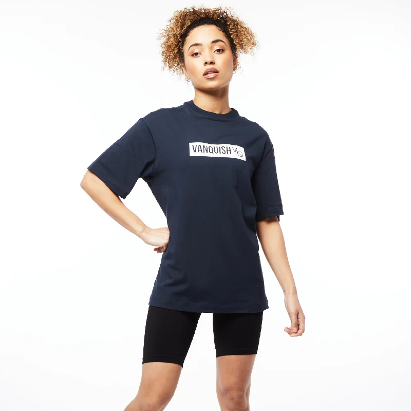 Vanquish Unisex Box Logo Navy Oversized T Shirt